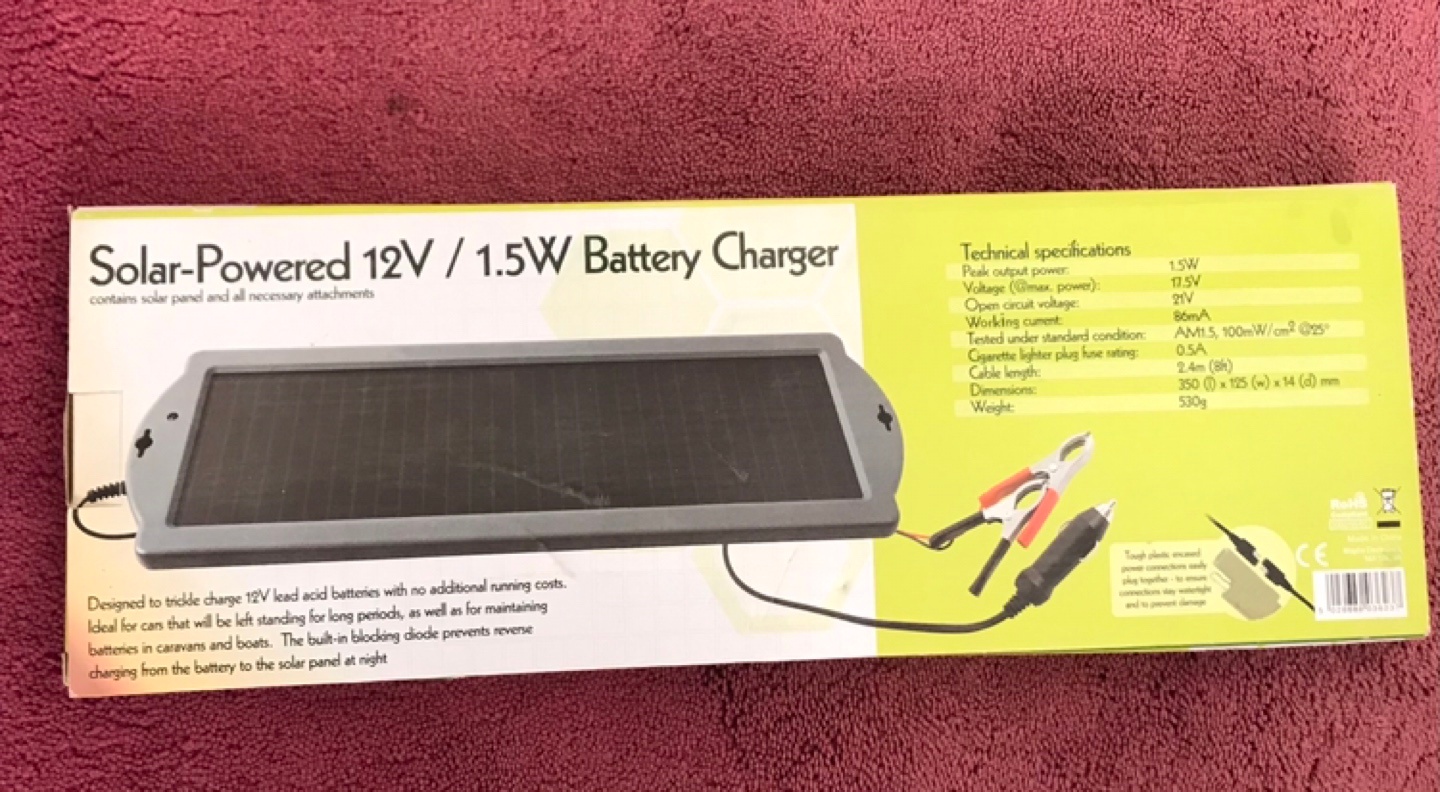 Solar-Powered 12V / 1.5W Battery Charger