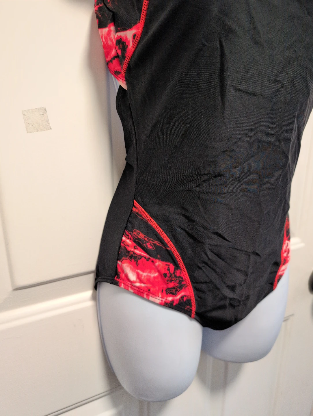 Black and Red Tie-Dye One-Piece Swimsuit - photo 2