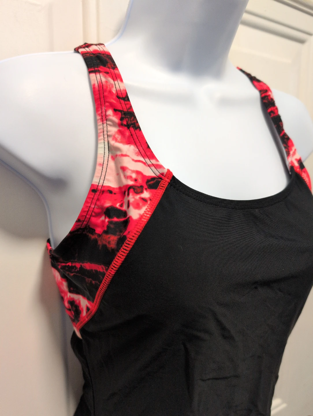 Black and Red Tie-Dye One-Piece Swimsuit - photo 3