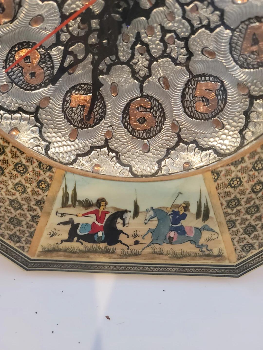 Octagonal Decorative Wall Clock with Horsemen Art