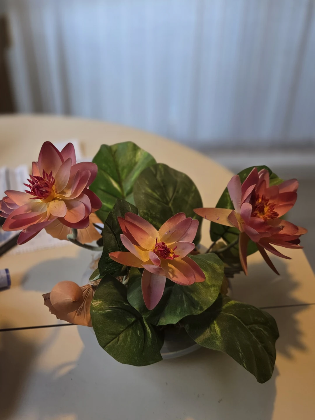 🧡 Artificial Water Lily Flower Arrangement - photo 3