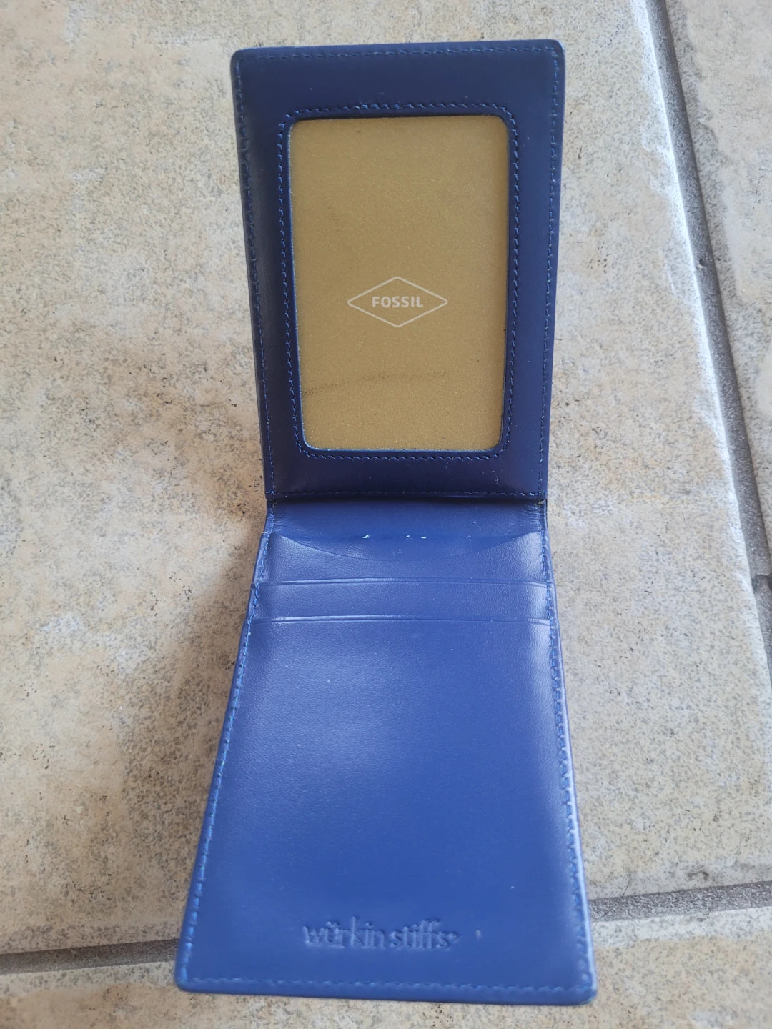 Fossil Blue Leather Card Holder with Photo Slot - photo 2