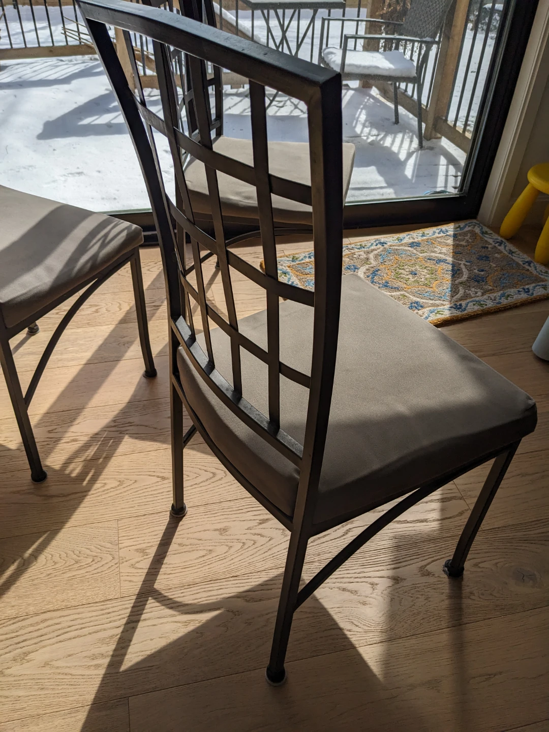 Set of 3 Metal Dining Chairs with Cushions - photo 2