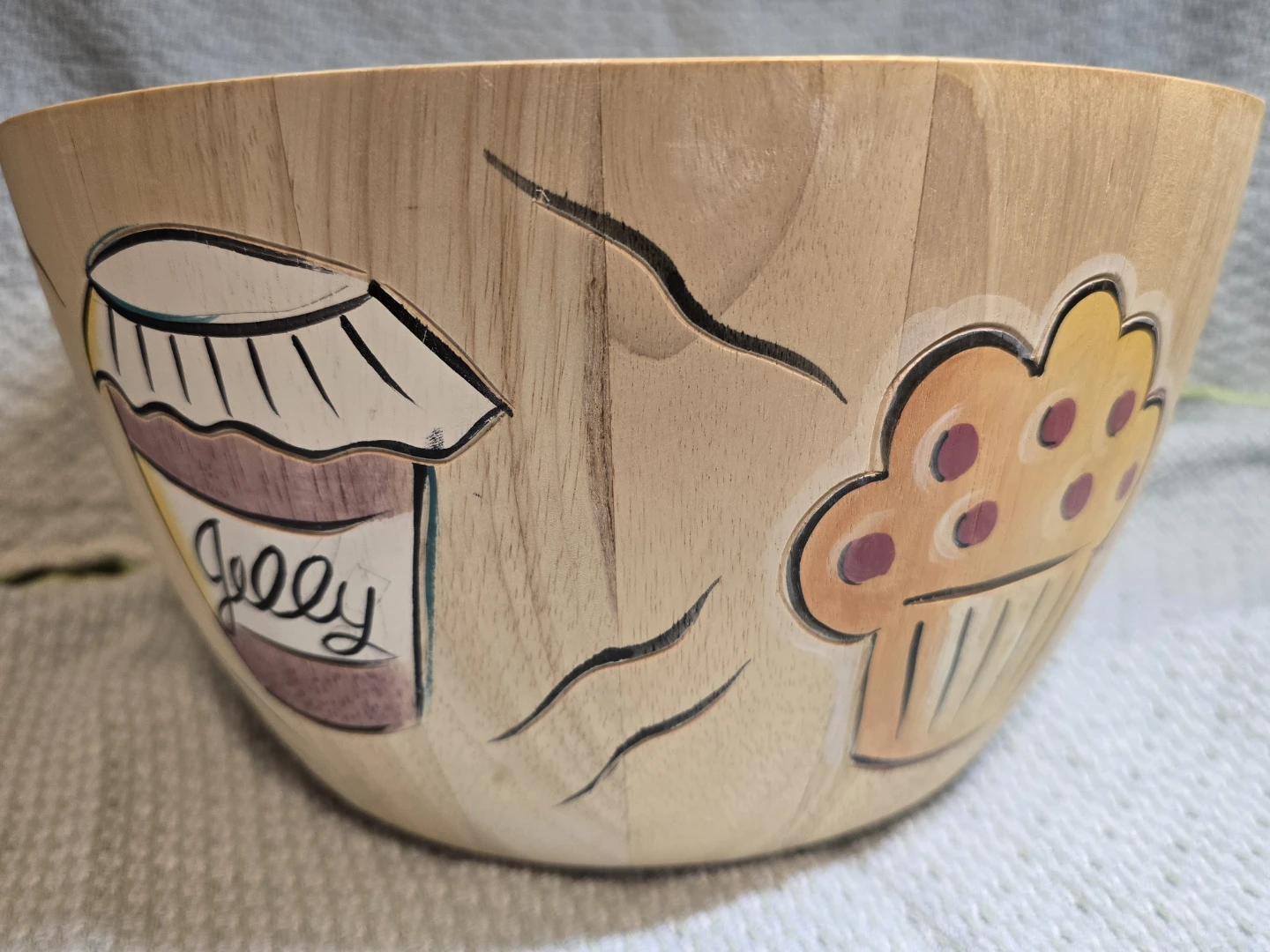 Clay Art Wooden Bowl with Food Graphics - photo 2