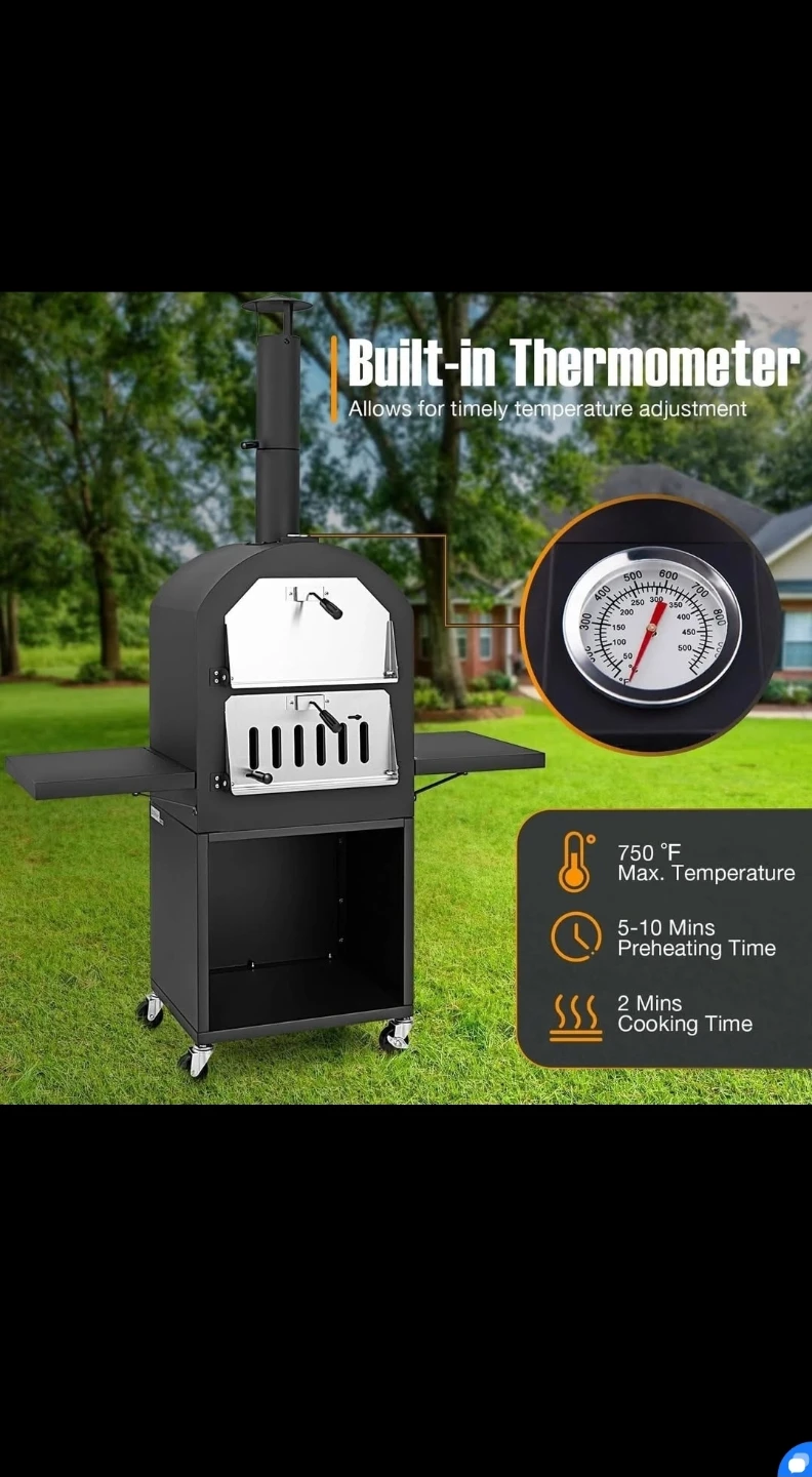 Outdoor Pizza Oven with Built-in Thermometer & Accessories - photo 2