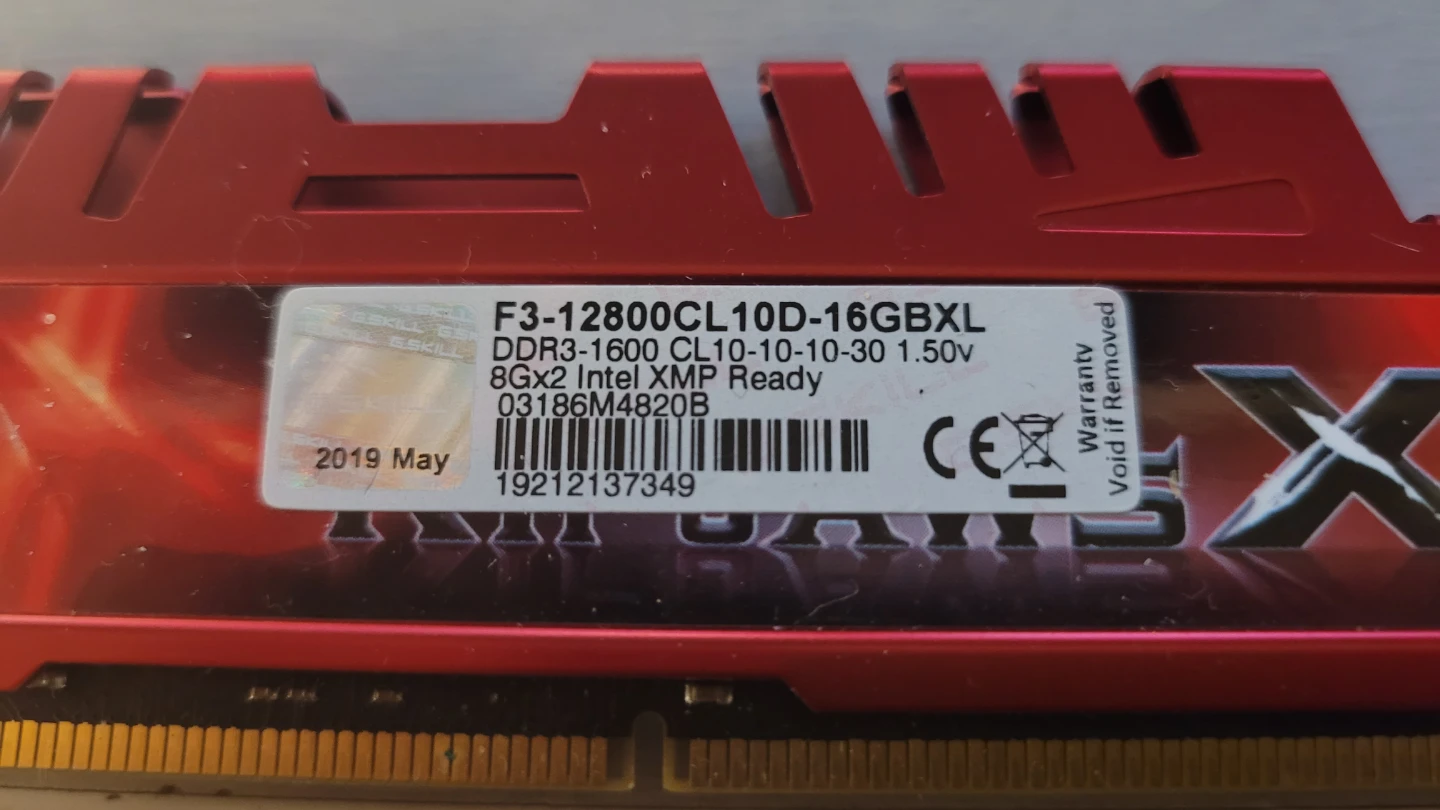 G.Skill DDR3-1600 16GB (2x8GB) RAM F3-12800CL10D-16GBXL