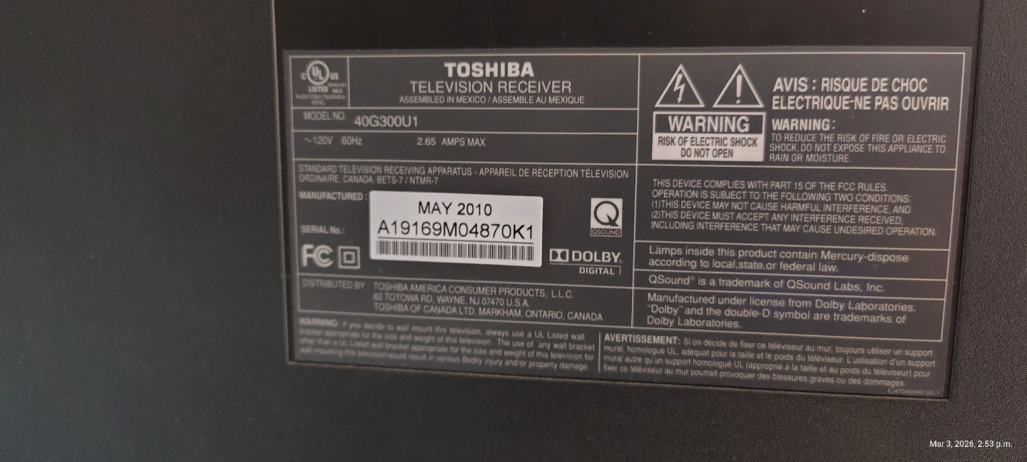 Toshiba 40" 1080p HD Television - photo 2