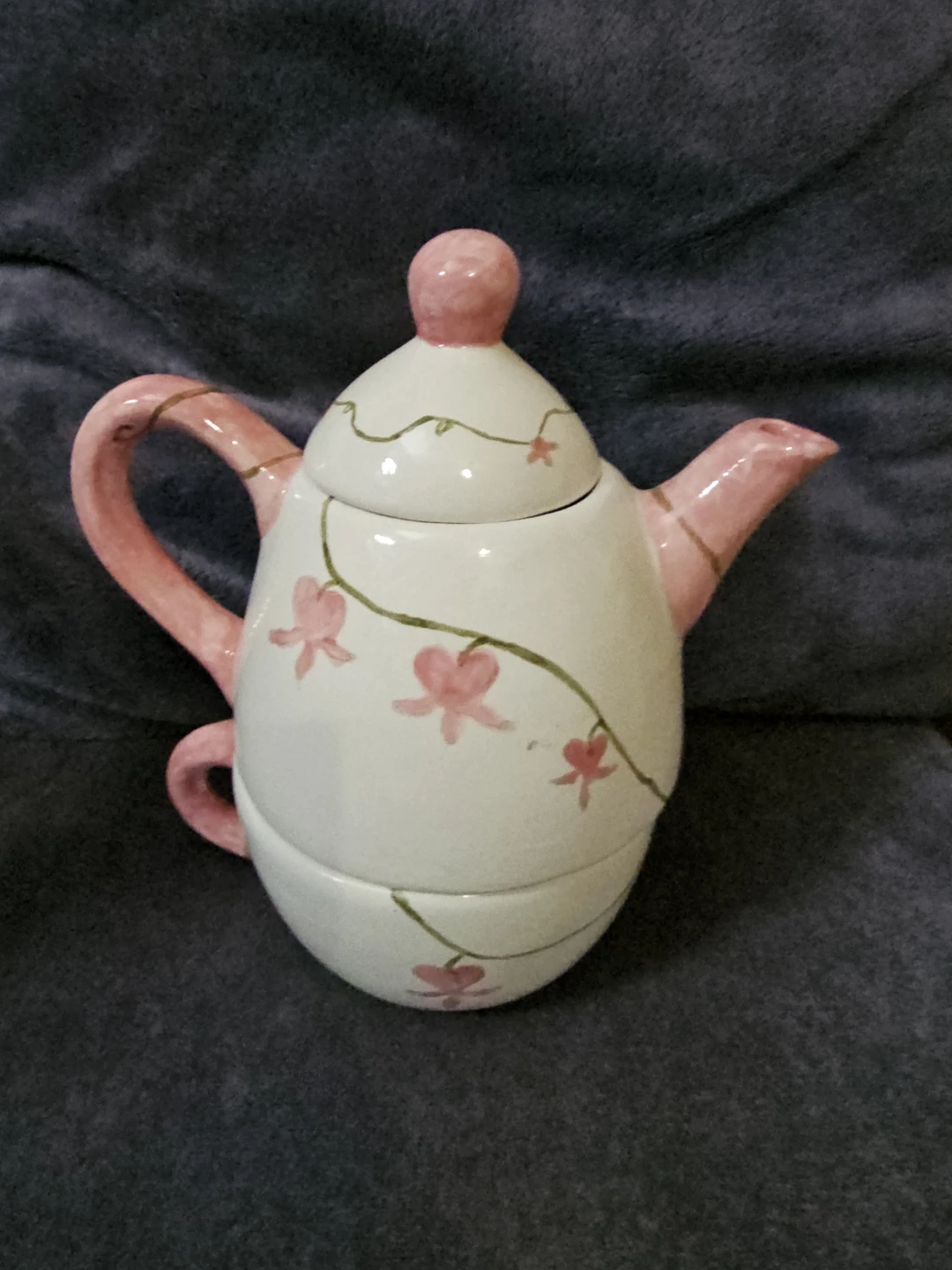 Ceramic Teapot with Pink Floral Design