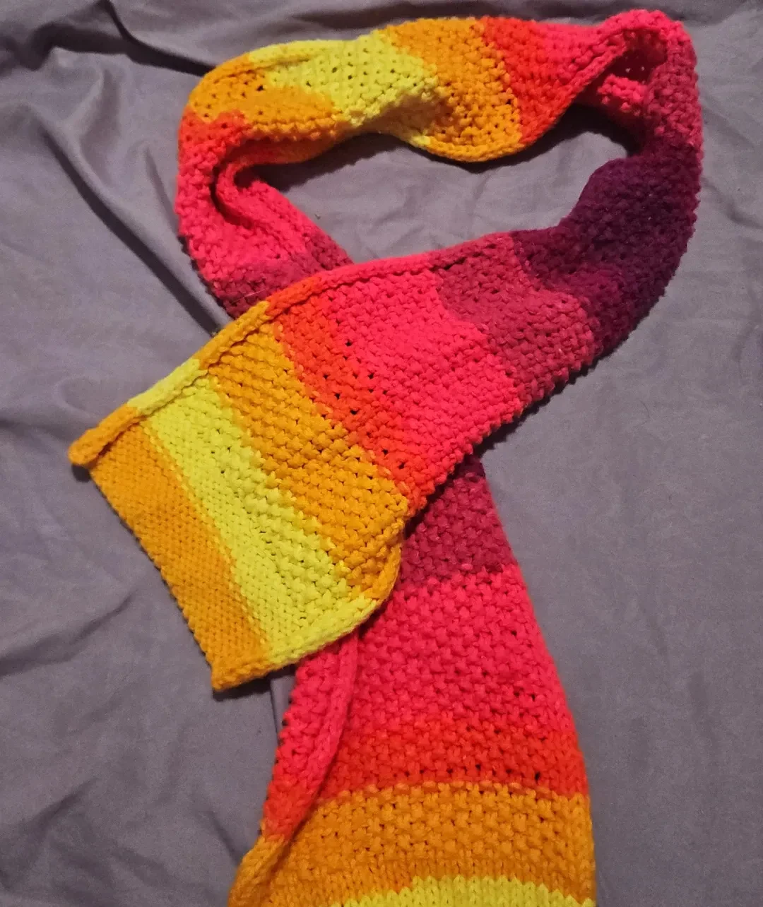 Hand-Knit Striped Scarf
