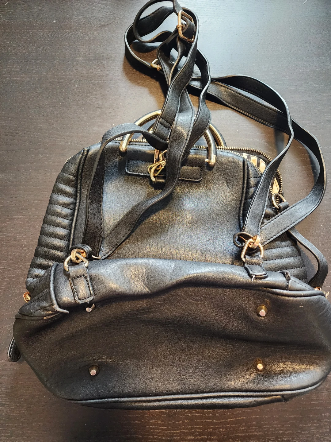 Black Quilted Backpack Purse - photo 2