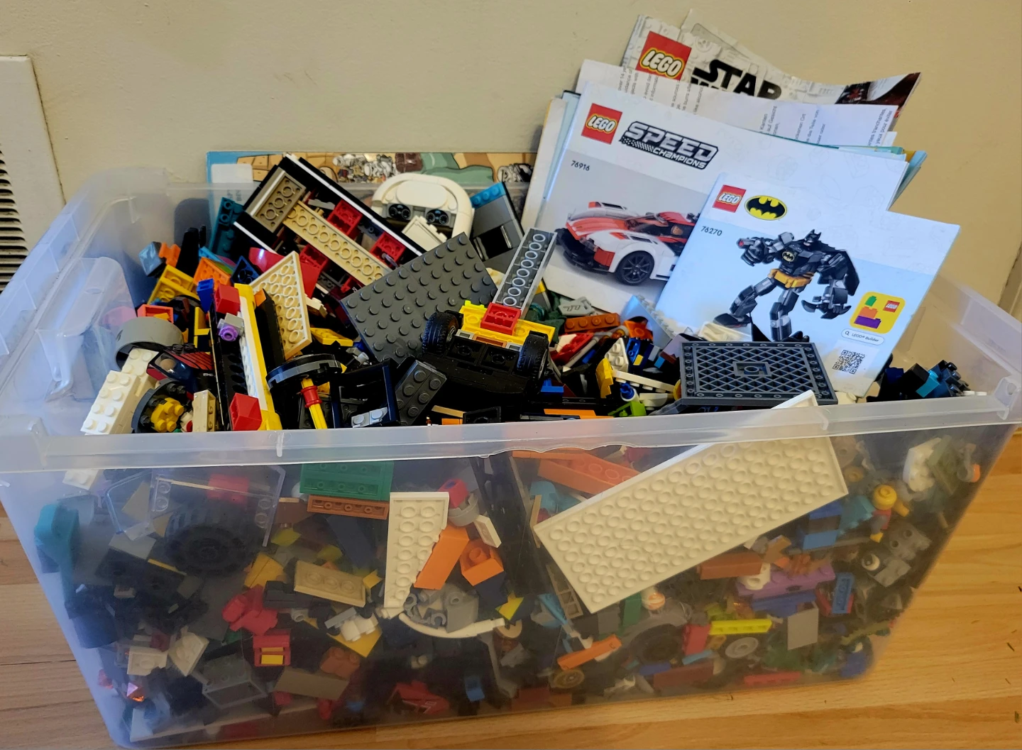 Bulk LEGO Building Blocks and Instruction Manuals