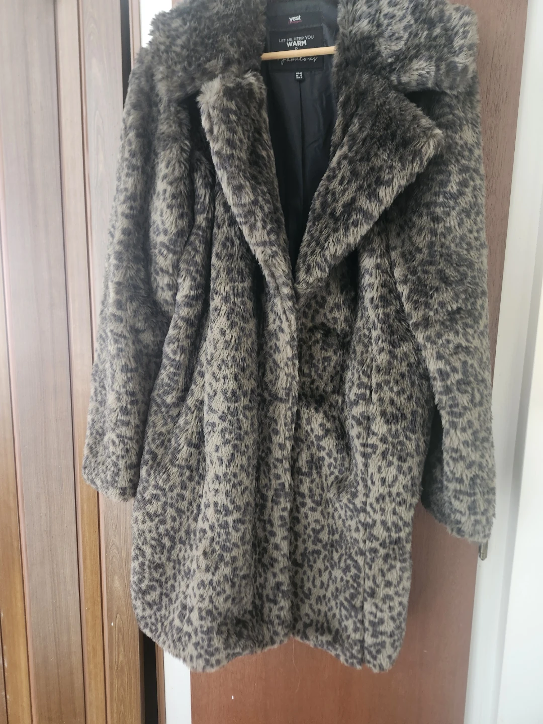 Yest Faux Fur Leopard Print Coat