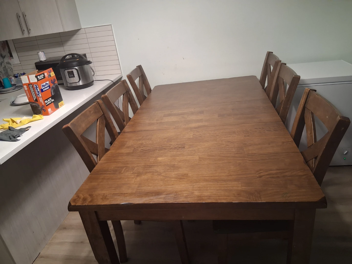 Wooden Dining Table with 6 Chairs
