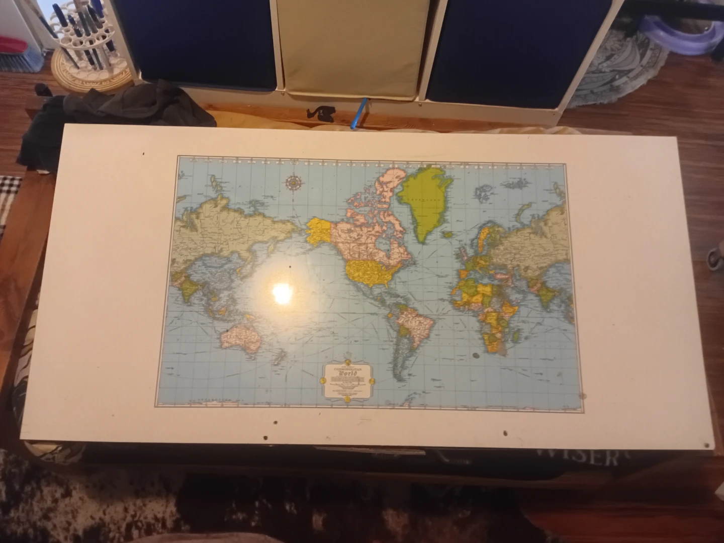 Surface of desk World Map