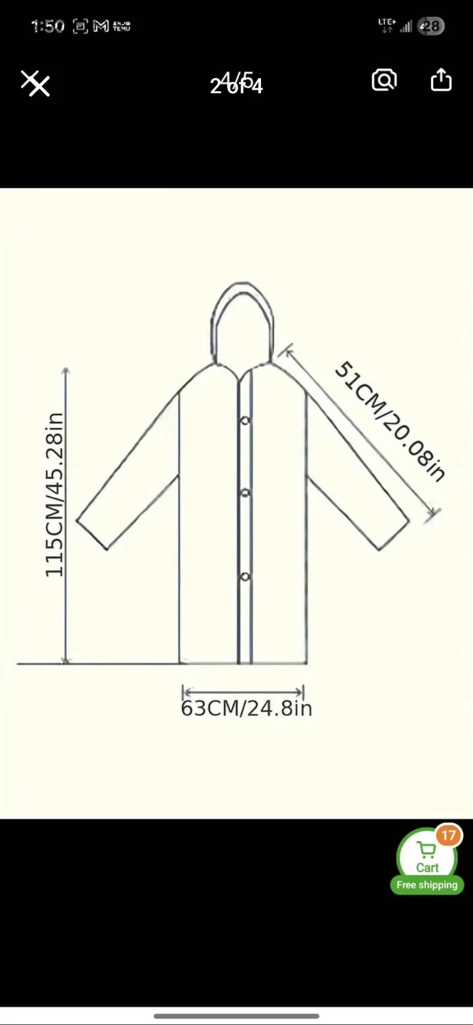 Adult's Long Hooded Raincoat - Grey - photo 2