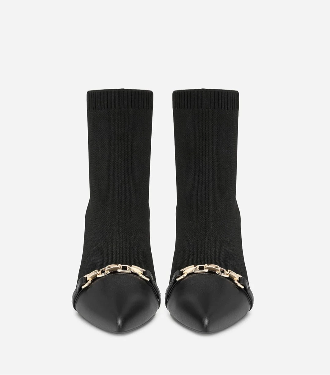 Black Sock Boots with Gold Chain Detail