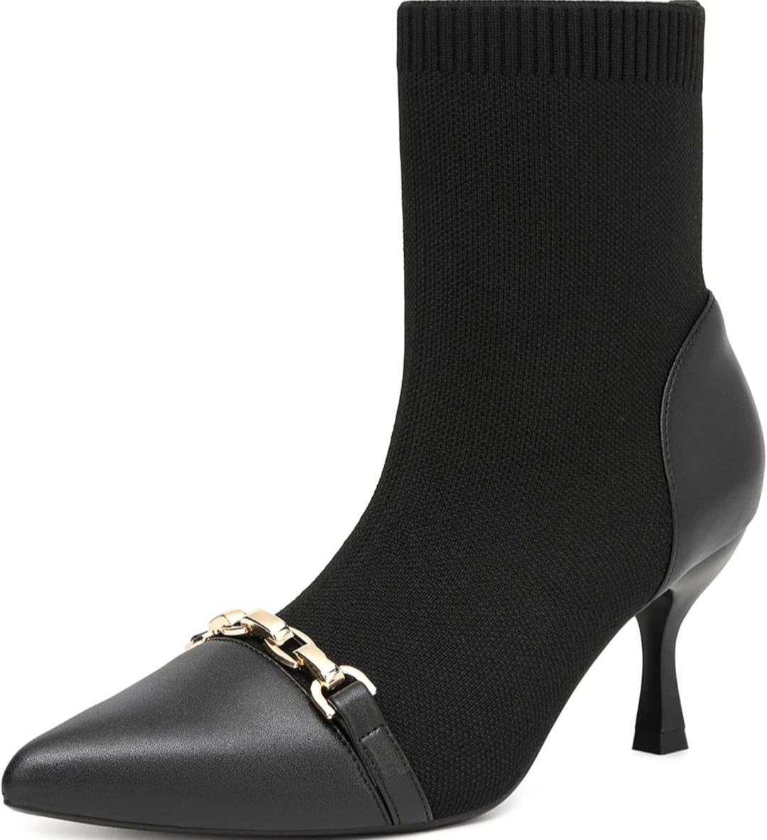 Black Sock Boots with Gold Chain Detail - photo 2
