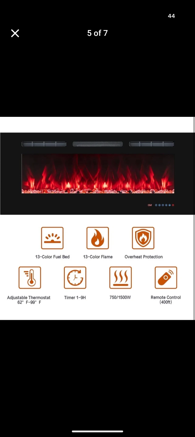36" Electric Fireplace with Remote Control