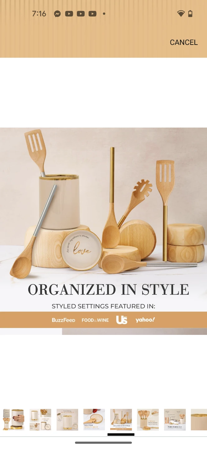 Styled Settings Beige Ceramic Utensil Holder with Gold Trim - photo 5