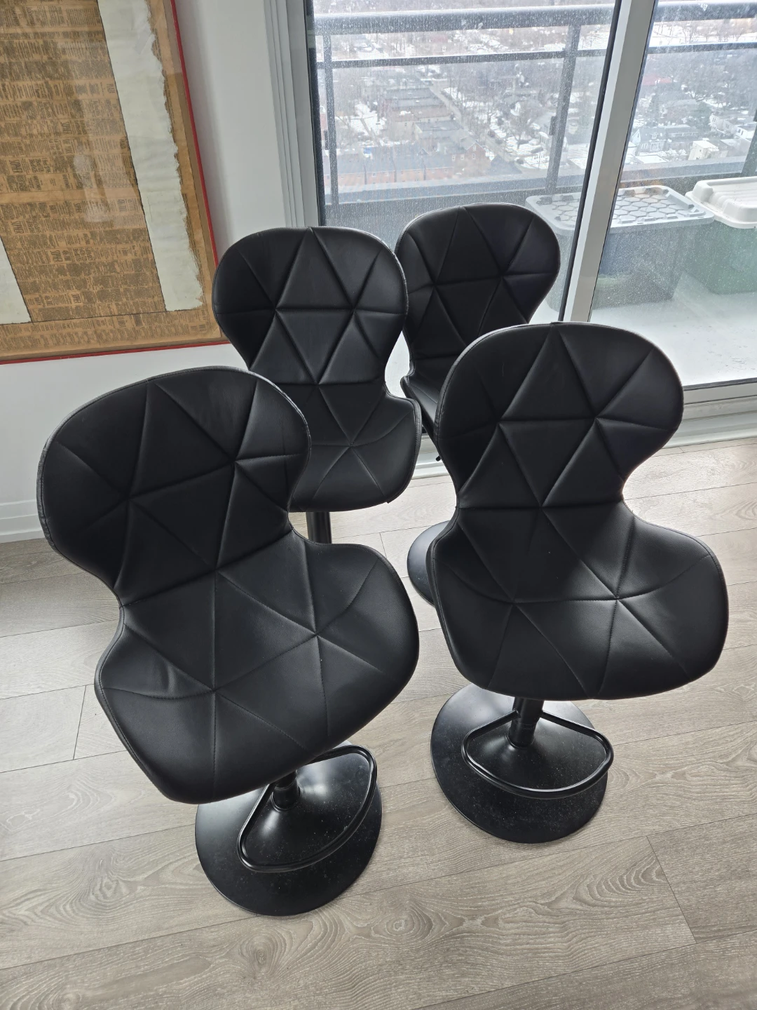 Set of 4 Black Bar Stools