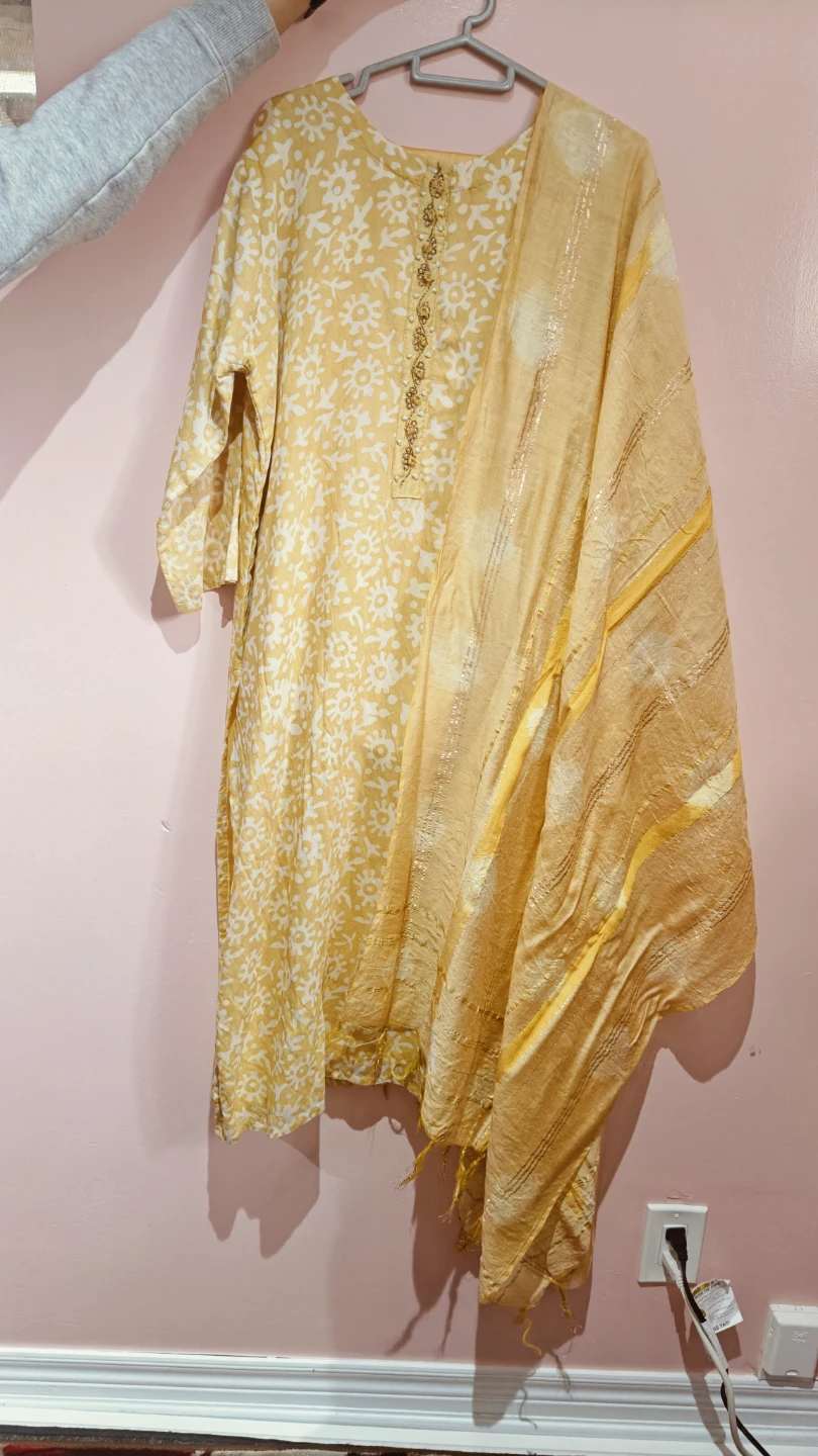 Yellow Kurti Set with Dupatta and straight pent - photo 2