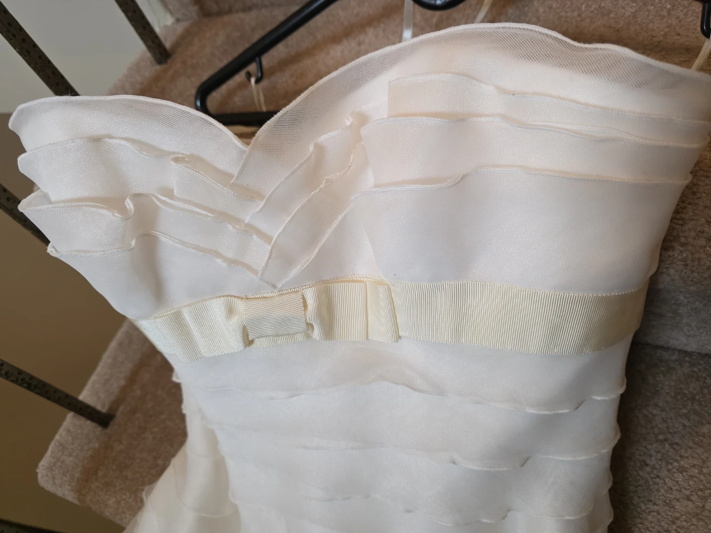 White Tiered Ruffle Wedding Dress Size 8