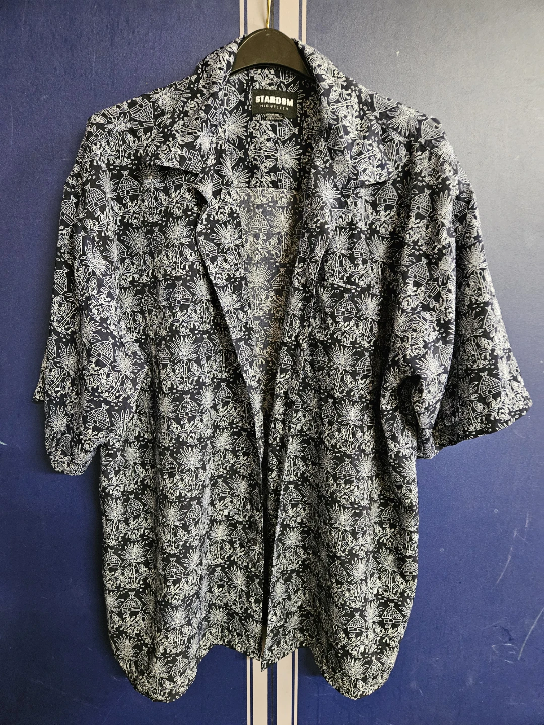 STARDOM HIGHFLYER Men's 3XL Black & White Tropical Print Shirt