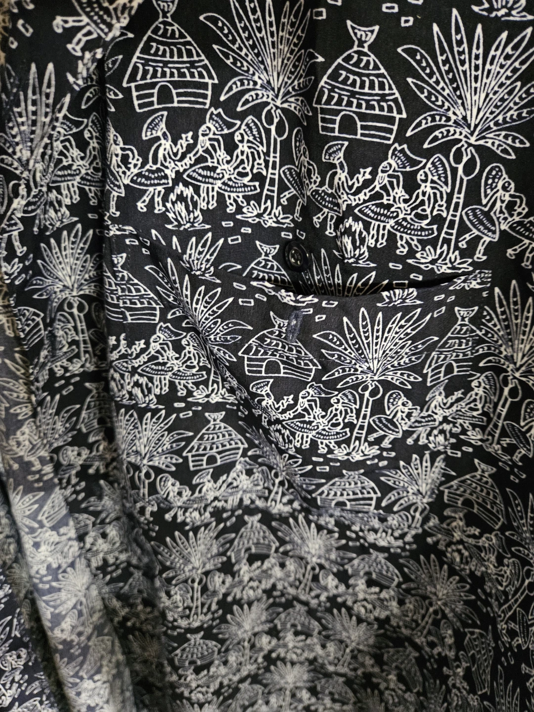 STARDOM HIGHFLYER Men's 3XL Black & White Tropical Print Shirt - photo 3
