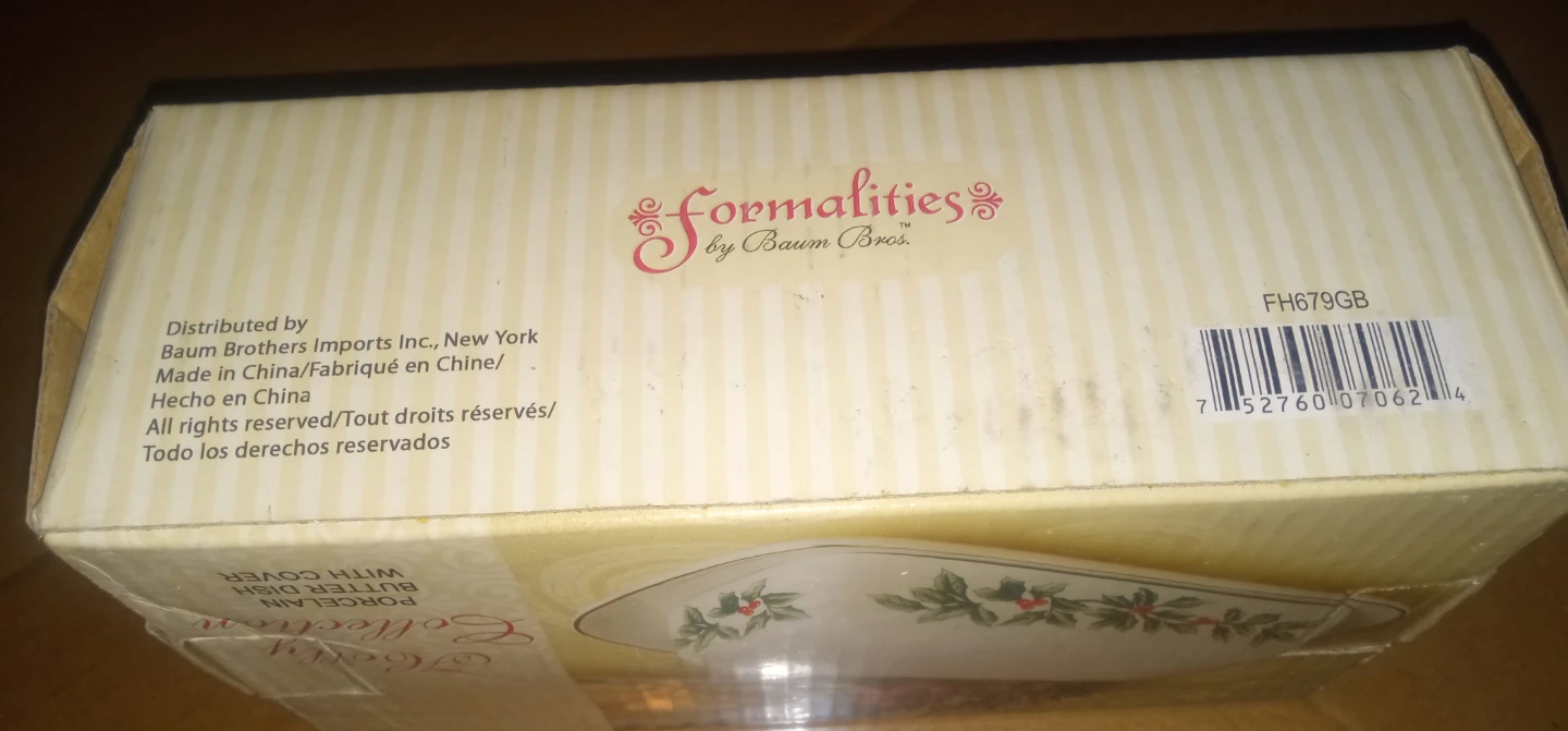 Porcelain Butter Dish with Cover Holly Collection Baum Bros. - photo 2