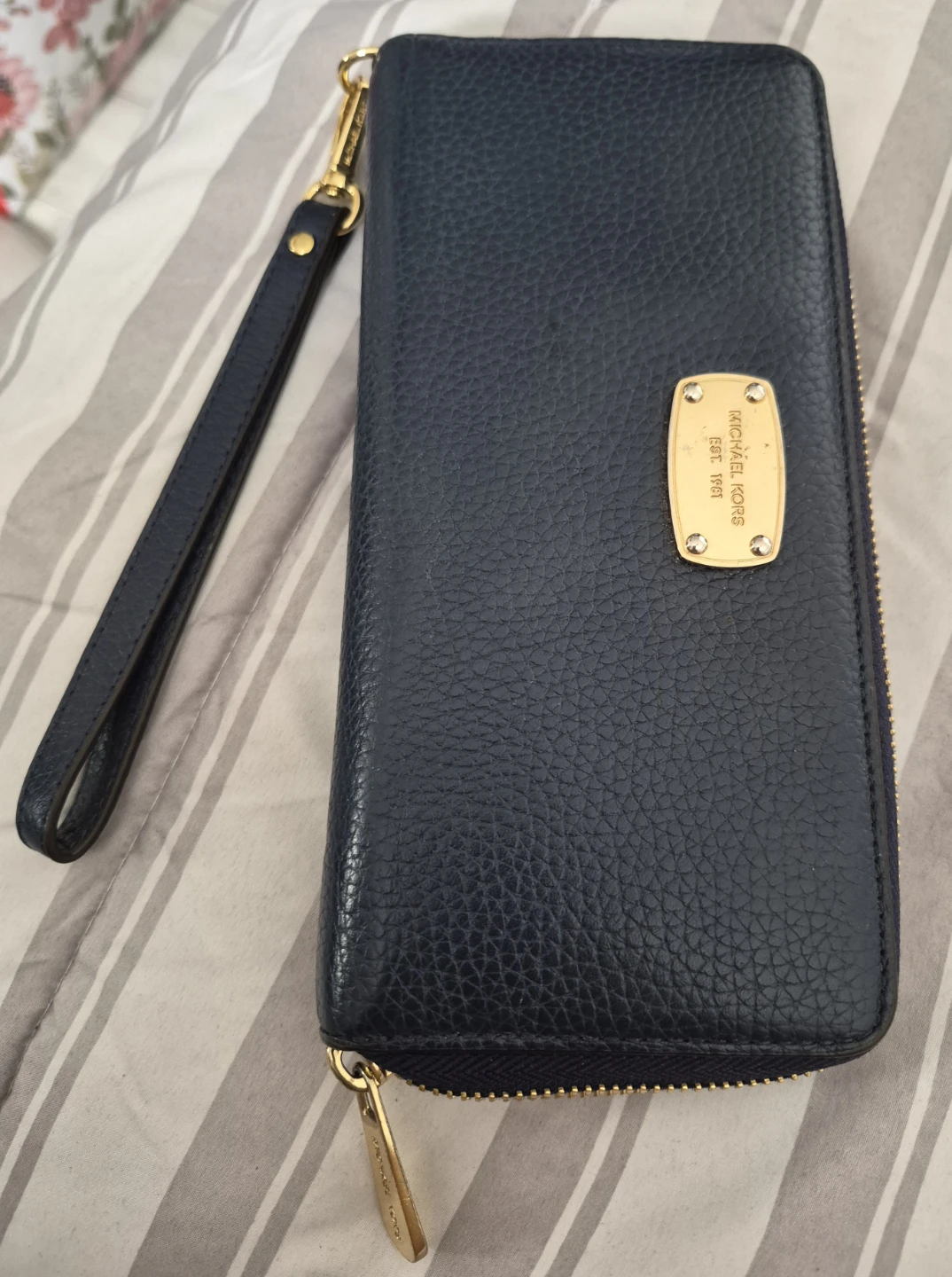 Michael Kors Navy Leather Wristlet Wallet