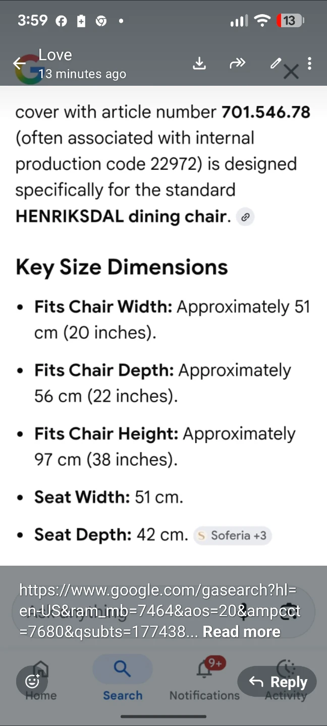 IKEA HENRIKSDAL Chair Cover 701.546.78