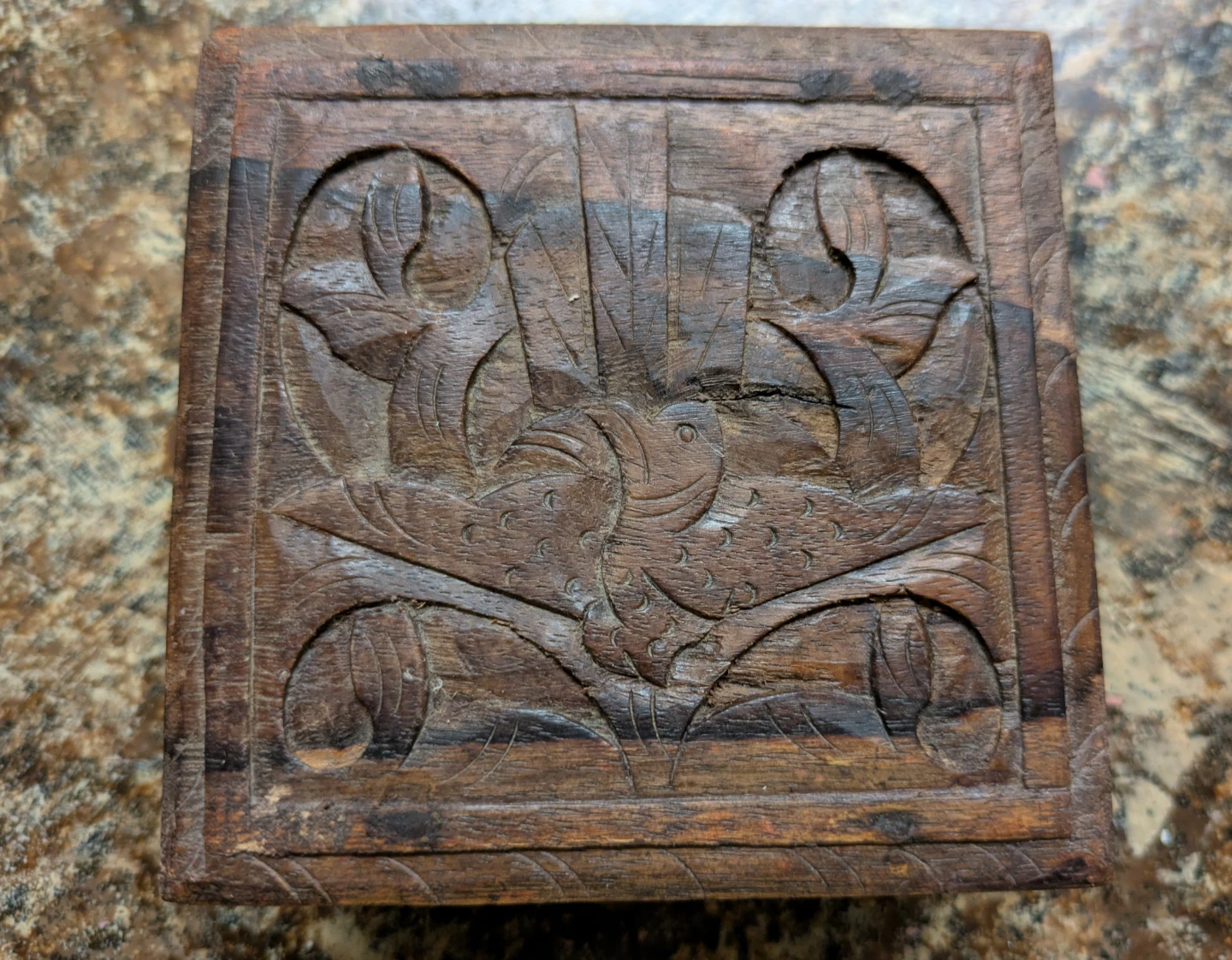 Vintage Carved Wooden Trinket Box