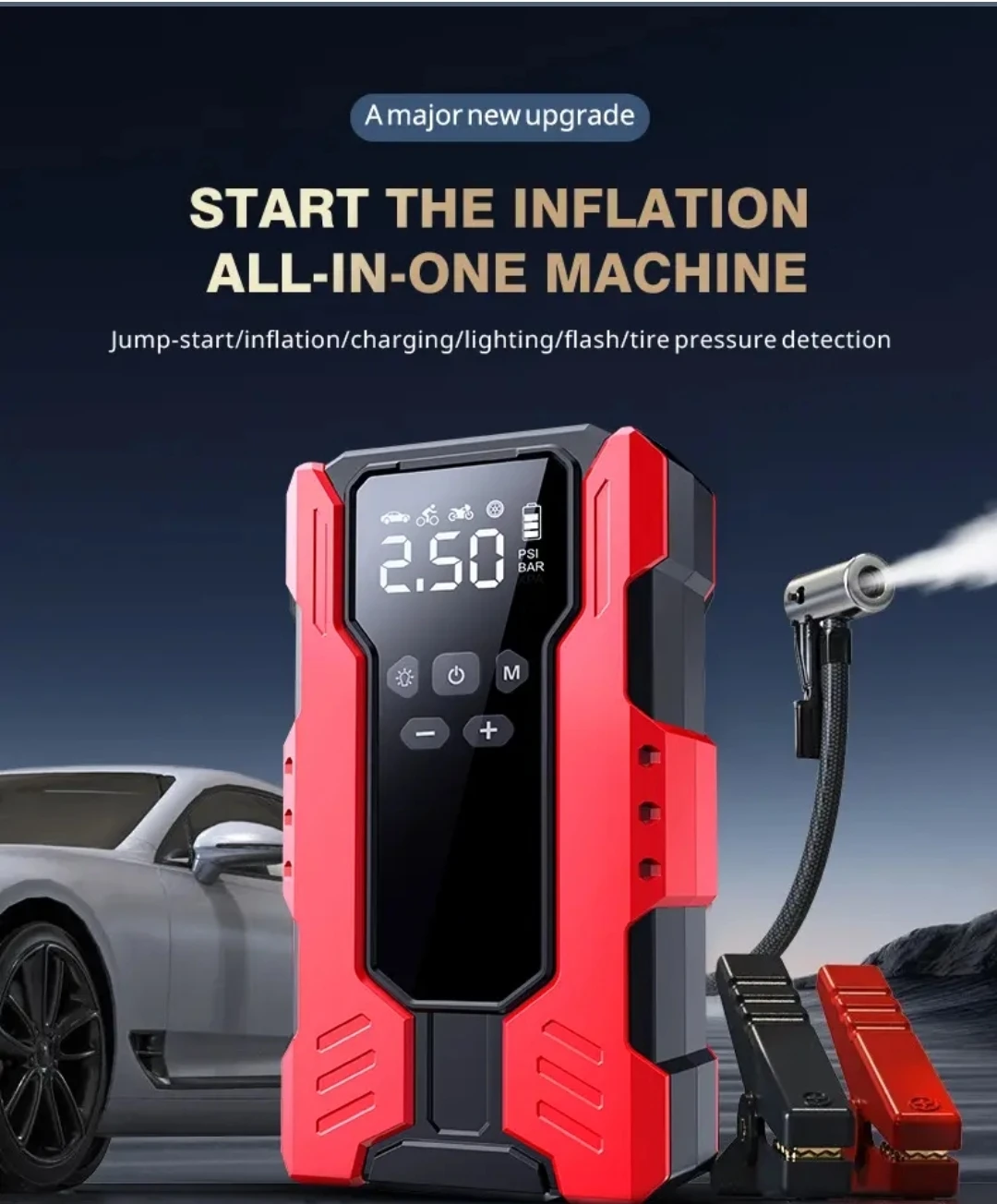 Portable Jump Starter with Air Compressor 18000mAH 4000A peak - photo 3