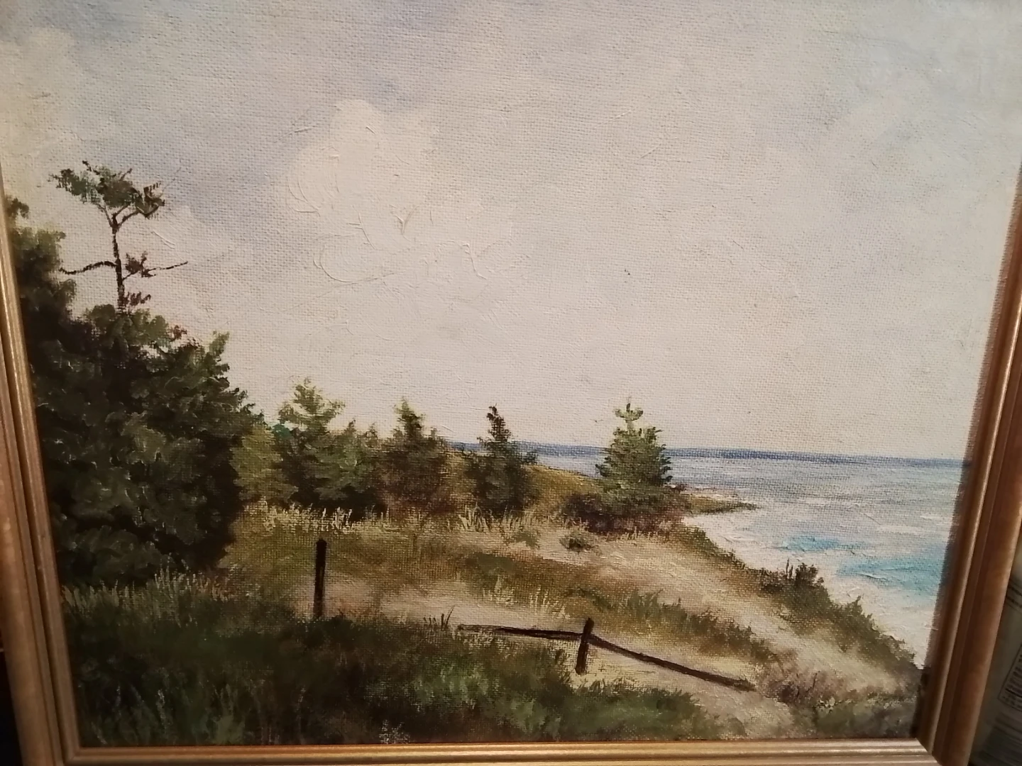 Oil Painting Signed Pastie am Lake Huron  15.5x13.5" - photo 2