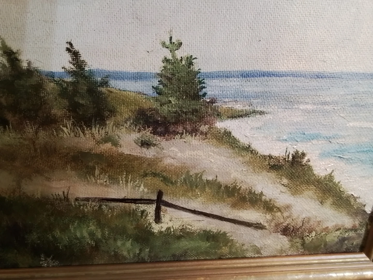 Oil Painting Signed Pastie am Lake Huron  15.5x13.5" - photo 3