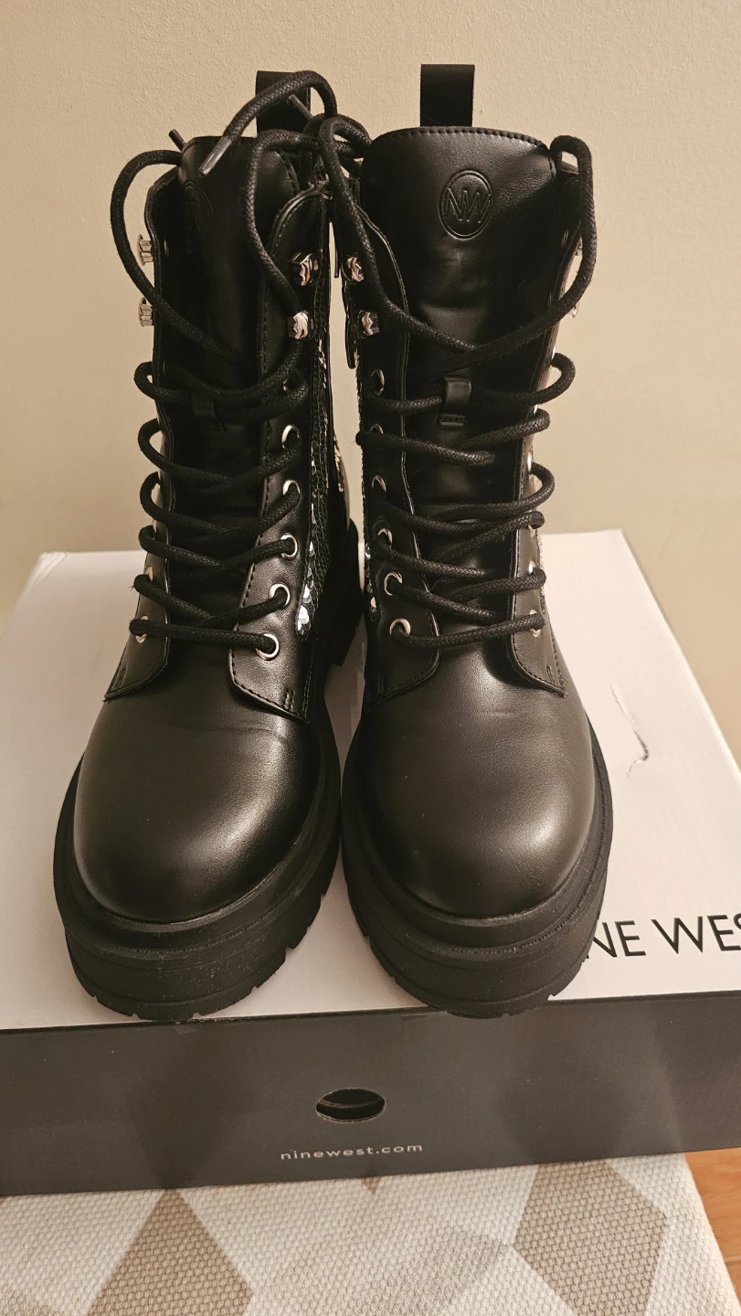 Nine West Black Sequin Combat Boots Size 7.5 - photo 5