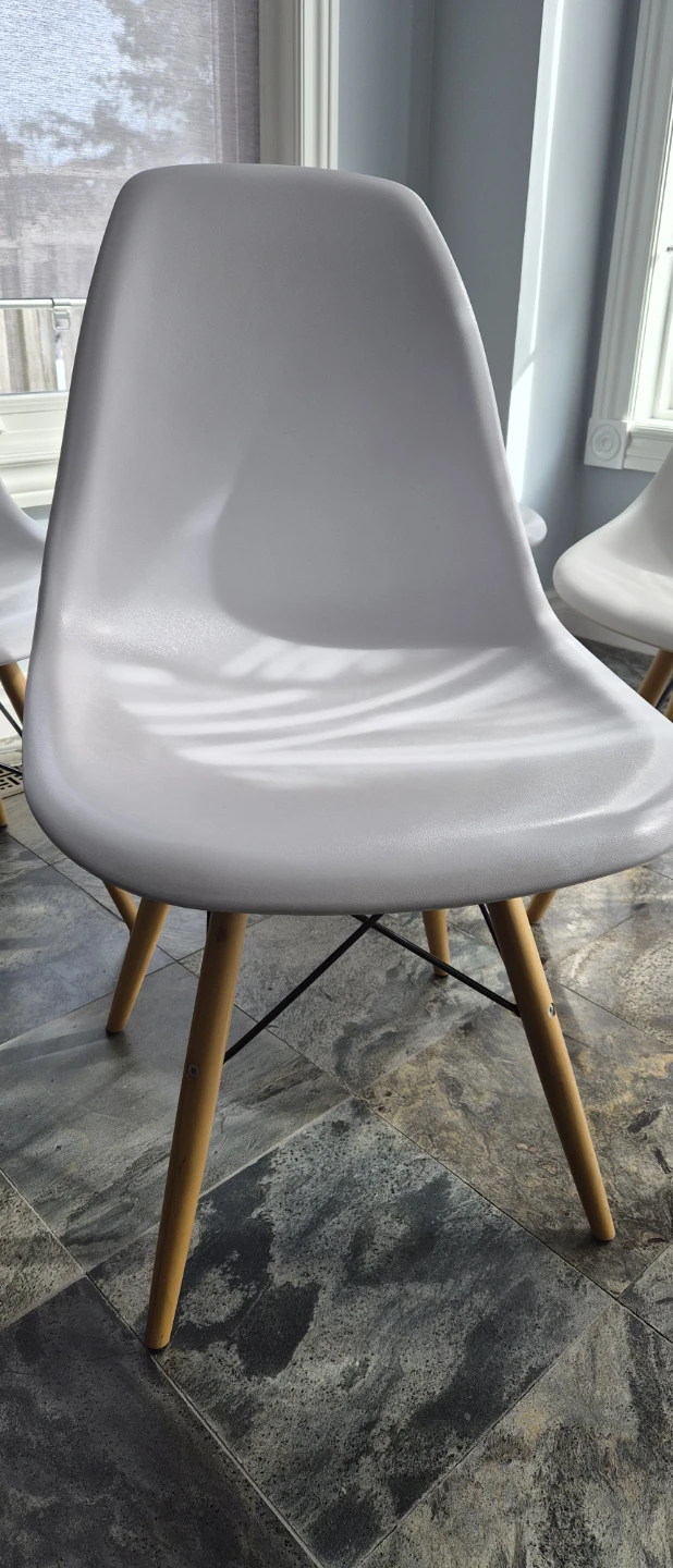 Set of 4 White Eiffel Dining Chairs with Wood Legs - photo 2