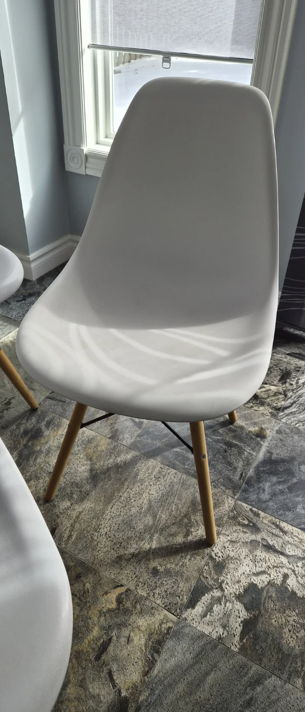 Set of 4 White Eiffel Dining Chairs with Wood Legs - photo 3