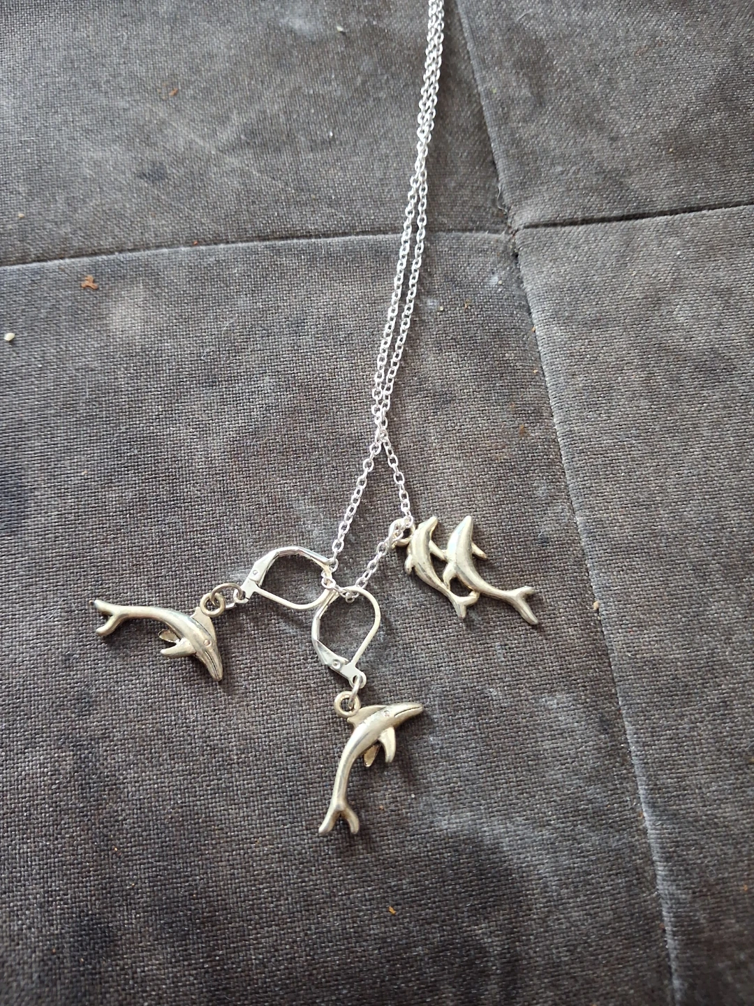 Silver Charm Necklace with earrings