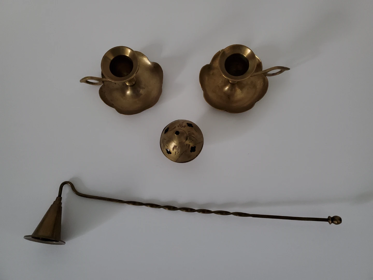 Candlestick Holders, Incense Burner & Candle Snuffer Set