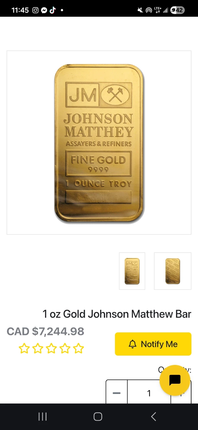 Johnson Matthey 1 oz Fine Gold Bar - photo 2