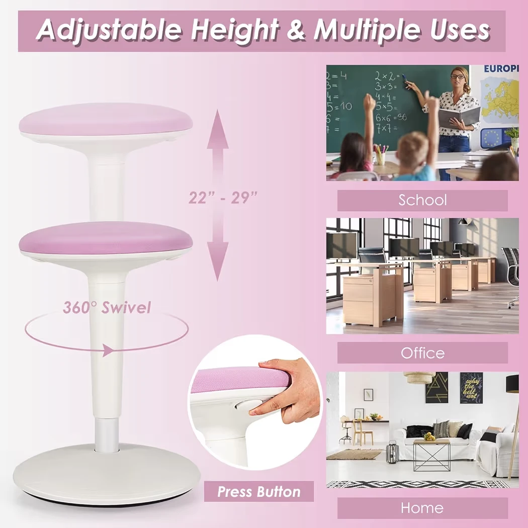 Adjustable Wobble Stool - Pink Seat - photo 3