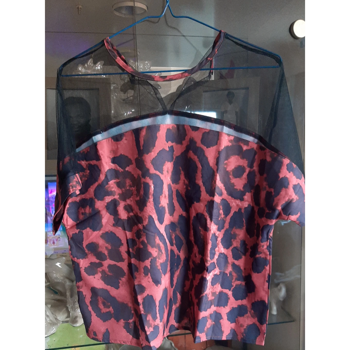 Women's Mesh Leopard Print Top