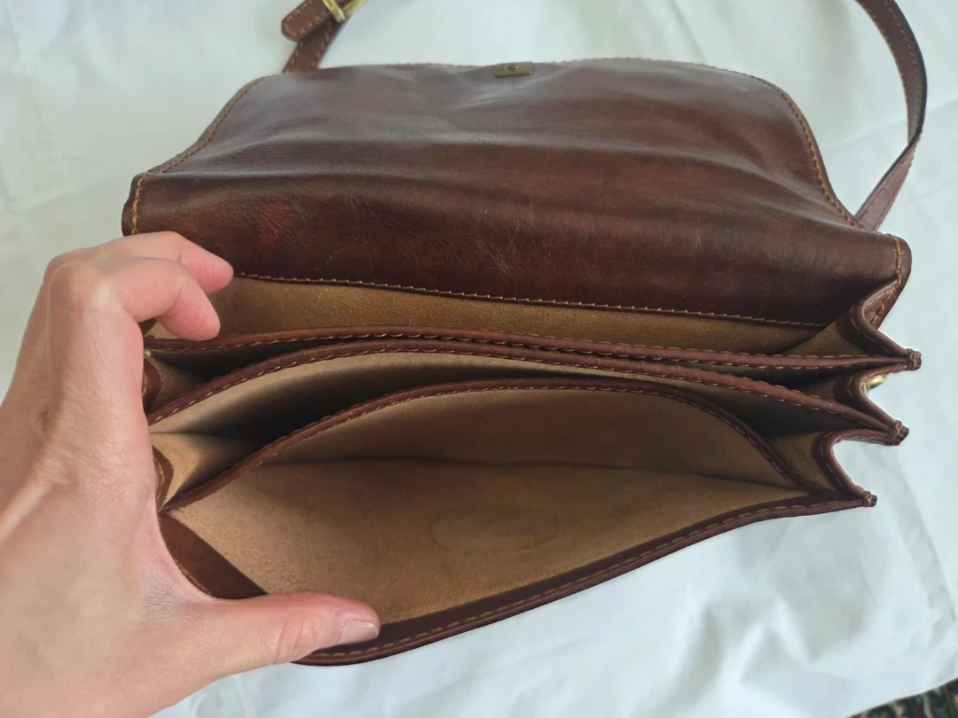 Vintage The Bridge Brown Leather Crossbody Bag - photo 4