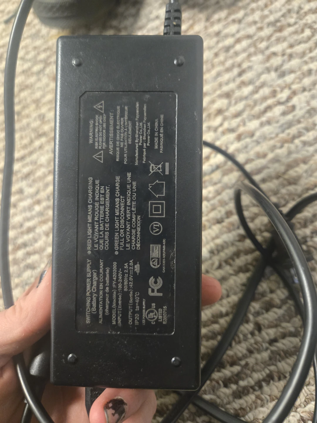 36V Electric Scooter / E-Bike Charger – 42V 2A