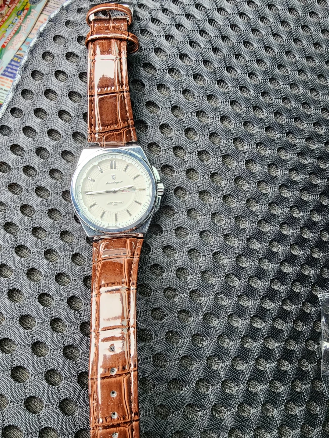 Pocdagar Watch with Brown Leather Strap