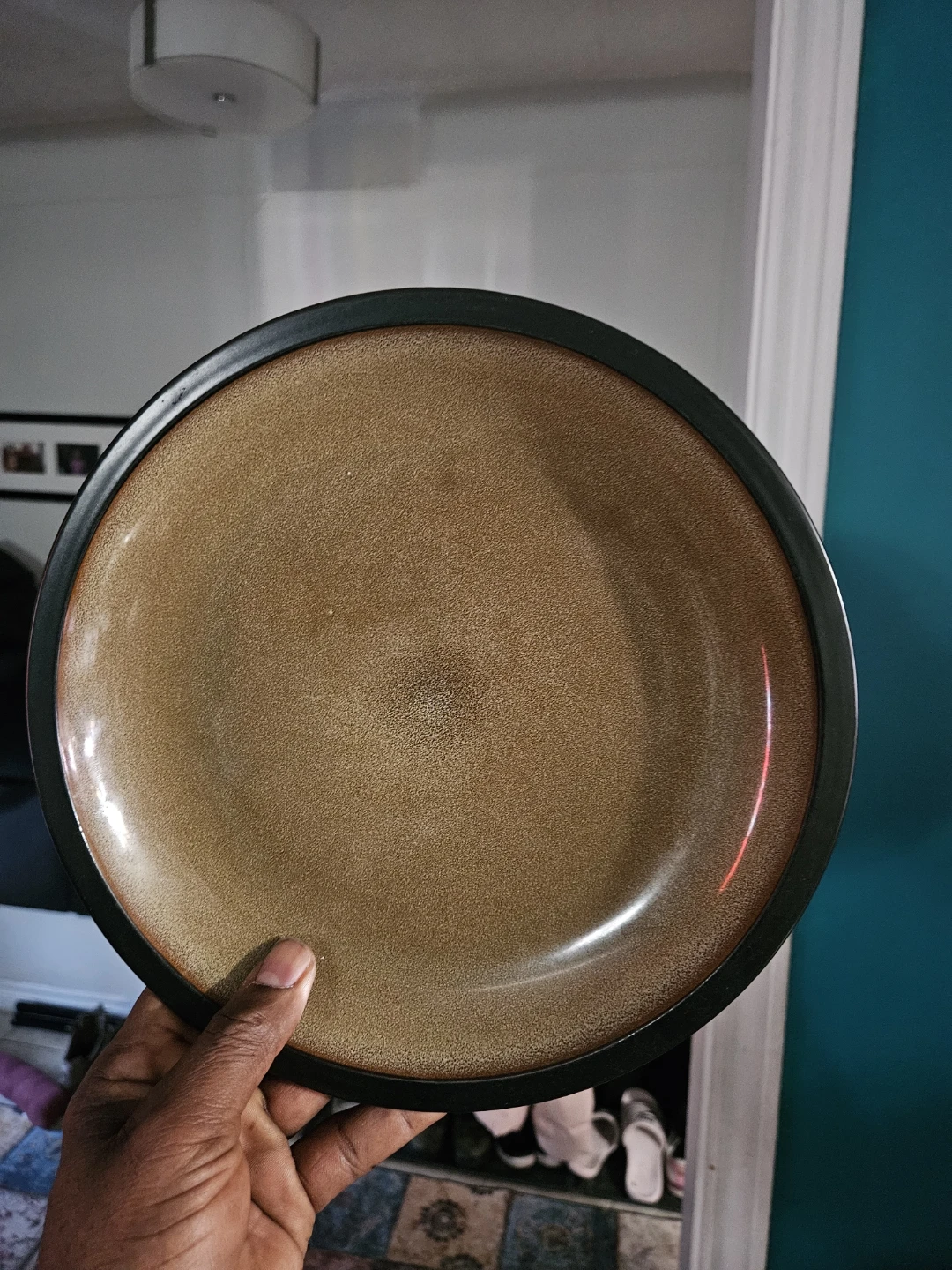 11 inch Dinner Plates Set - Brown and Black
