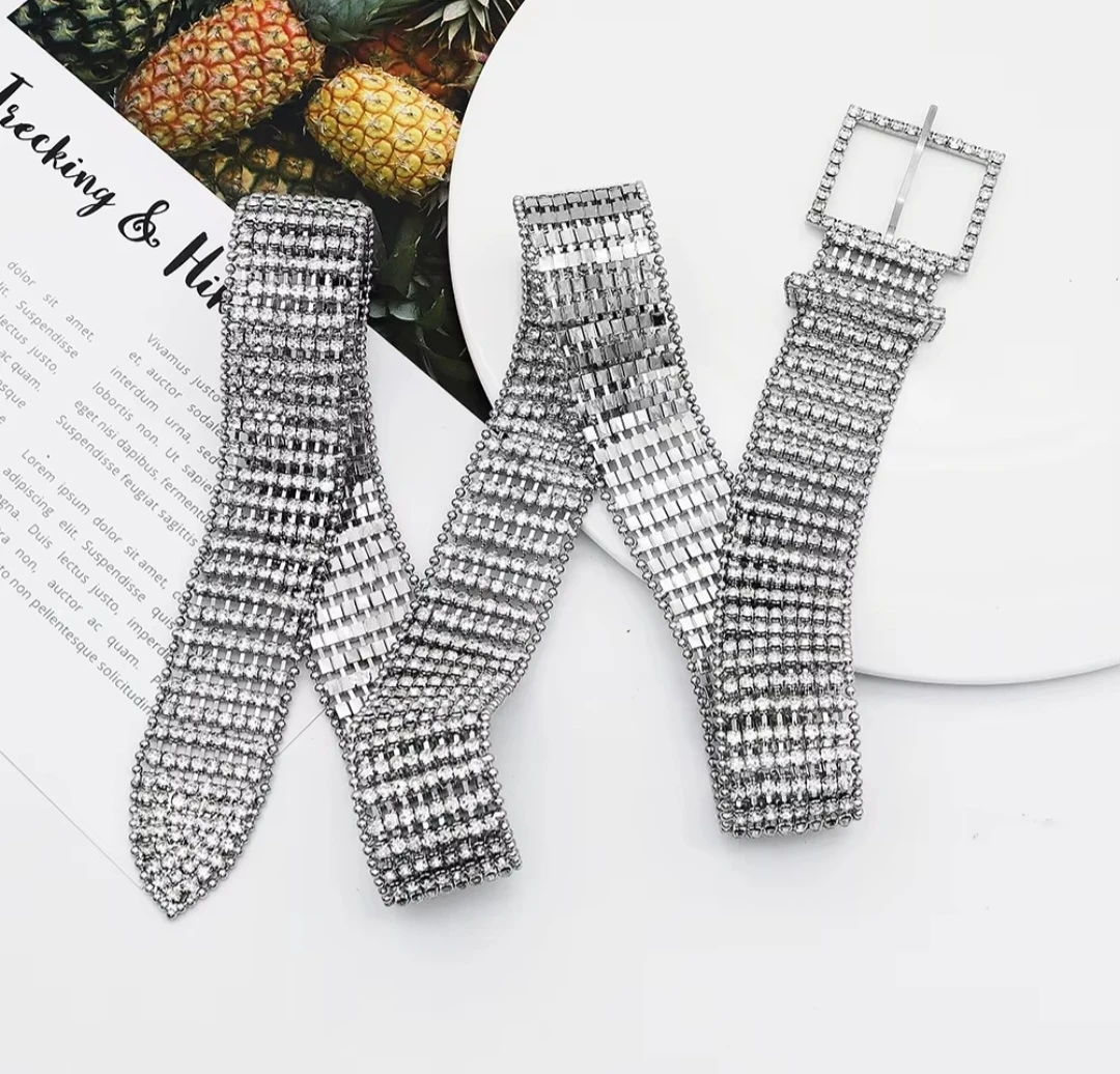 Water Every Sunday Crystal Rhinestone Belt Size Lg/XL - photo 2