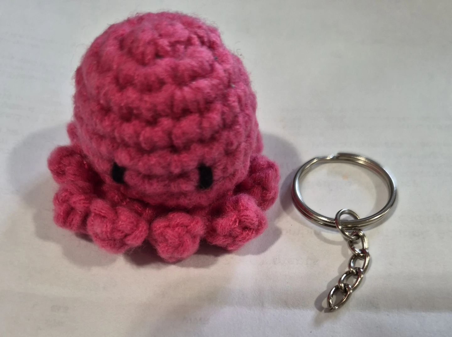 Pink Crochet Octopus Keychain