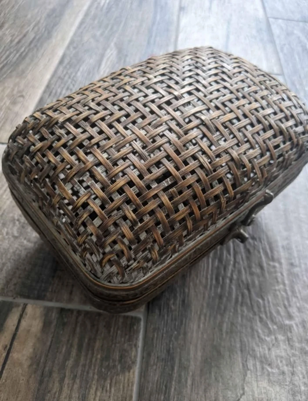 Woven Bamboo Trinket Box with Clasp - photo 2